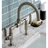 Whitaker Two-Handle 2-Hole Deck Mount Bridge Bathroom Faucet with Push Pop-Up Drain
