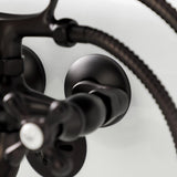 Kingston Three-Handle 2-Hole Tub Wall Mount Clawfoot Tub Faucet with Handshower