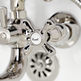 Kingston Three-Handle 2-Hole Tub Wall Mount Clawfoot Tub Faucet with Handshower
