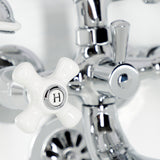 Kingston Three-Handle 2-Hole Tub Wall Mount Clawfoot Tub Faucet with Hand Shower