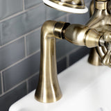 Kingston Three-Handle 2-Hole Deck-Mount Clawfoot Tub Faucet with Hand Shower