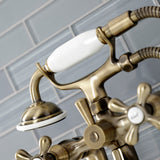 Kingston Three-Handle 2-Hole Deck-Mount Clawfoot Tub Faucet with Hand Shower