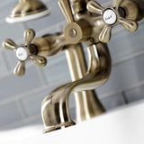 Kingston Three-Handle 2-Hole Deck-Mount Clawfoot Tub Faucet with Hand Shower