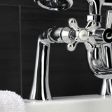 Kingston Three-Handle 2-Hole Deck-Mount Clawfoot Tub Faucet with Hand Shower