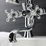 Kingston Three-Handle 2-Hole Deck-Mount Clawfoot Tub Faucet with Hand Shower