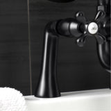 Kingston Three-Handle 2-Hole Deck-Mount Clawfoot Tub Faucet with Hand Shower