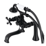 Kingston Three-Handle 2-Hole Deck-Mount Clawfoot Tub Faucet with Hand Shower