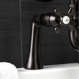 Kingston Three-Handle 2-Hole Deck-Mount Clawfoot Tub Faucet with Hand Shower