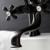 Kingston Three-Handle 2-Hole Deck-Mount Clawfoot Tub Faucet with Hand Shower