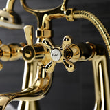 Kingston Three-Handle 2-Hole Deck-Mount Clawfoot Tub Faucet with Hand Shower