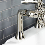 Kingston Three-Handle 2-Hole Deck-Mount Clawfoot Tub Faucet with Hand Shower