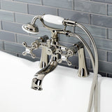 Kingston Three-Handle 2-Hole Deck-Mount Clawfoot Tub Faucet with Hand Shower