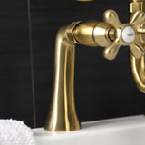Kingston Three-Handle 2-Hole Deck-Mount Clawfoot Tub Faucet with Hand Shower