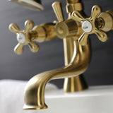 Kingston Three-Handle 2-Hole Deck-Mount Clawfoot Tub Faucet with Hand Shower