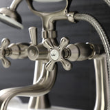 Kingston Three-Handle 2-Hole Deck-Mount Clawfoot Tub Faucet with Hand Shower