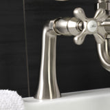 Kingston Three-Handle 2-Hole Deck-Mount Clawfoot Tub Faucet with Hand Shower