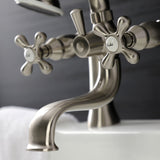 Kingston Three-Handle 2-Hole Deck-Mount Clawfoot Tub Faucet with Hand Shower