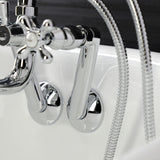 Kingston Three-Handle 2-Hole Tub Wall Mount Clawfoot Tub Faucet with Handshower