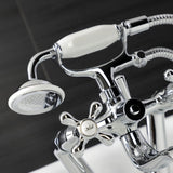Kingston Three-Handle 2-Hole Tub Wall Mount Clawfoot Tub Faucet with Handshower