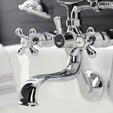 Kingston Three-Handle 2-Hole Tub Wall Mount Clawfoot Tub Faucet with Handshower