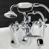 Kingston Three-Handle 2-Hole Tub Wall Mount Clawfoot Tub Faucet with Handshower