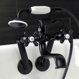 Kingston Three-Handle 2-Hole Tub Wall Mount Clawfoot Tub Faucet with Handshower