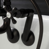 Kingston Three-Handle 2-Hole Tub Wall Mount Clawfoot Tub Faucet with Handshower