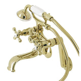 Kingston Three-Handle 2-Hole Tub Wall Mount Clawfoot Tub Faucet with Handshower