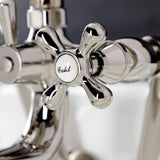 Kingston Three-Handle 2-Hole Tub Wall Mount Clawfoot Tub Faucet with Handshower