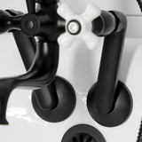 Kingston Three-Handle 2-Hole Tub Wall Mount Clawfoot Tub Faucet with Hand Shower
