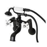 Kingston Three-Handle 2-Hole Tub Wall Mount Clawfoot Tub Faucet with Hand Shower