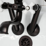 Kingston Three-Handle 2-Hole Tub Wall Mount Clawfoot Tub Faucet with Hand Shower
