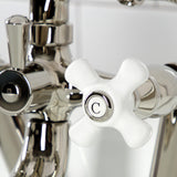 Kingston Three-Handle 2-Hole Tub Wall Mount Clawfoot Tub Faucet with Hand Shower