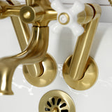 Kingston Three-Handle 2-Hole Tub Wall Mount Clawfoot Tub Faucet with Hand Shower