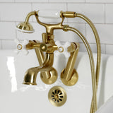 Kingston Three-Handle 2-Hole Tub Wall Mount Clawfoot Tub Faucet with Hand Shower