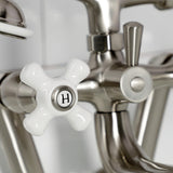 Kingston Three-Handle 2-Hole Tub Wall Mount Clawfoot Tub Faucet with Hand Shower