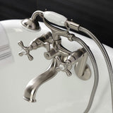 Kingston Three-Handle 2-Hole Tub Wall Mount Clawfoot Tub Faucet with Handshower