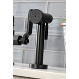 Whitaker Two-Handle 4-Hole Deck Mount Industrial Style Bridge Kitchen Faucet with Brass Side Sprayer
