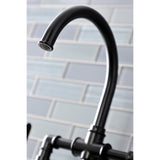 Whitaker Two-Handle 4-Hole Deck Mount Industrial Style Bridge Kitchen Faucet with Brass Side Sprayer