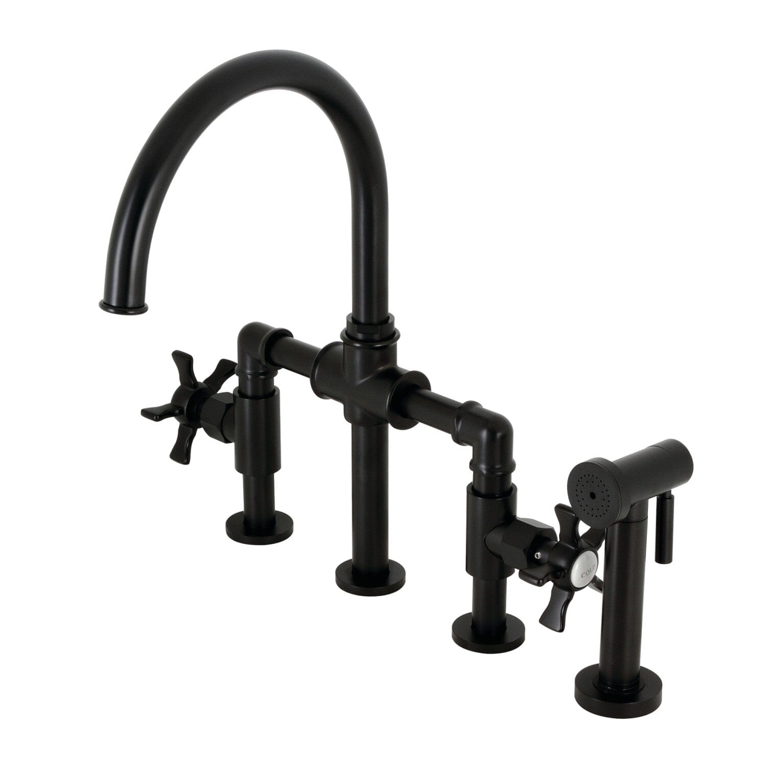 Hamilton Two-Handle 4-Hole Deck Mount Industrial Style Bridge