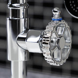 Fuller Two-Handle 4-Hole Deck Mount Industrial Style Bridge Kitchen Faucet with Brass Side Sprayer