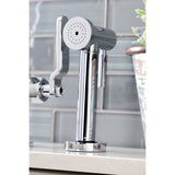 Whitaker Two-Handle 4-Hole Deck Mount Industrial Style Bridge Kitchen Faucet with Brass Side Sprayer