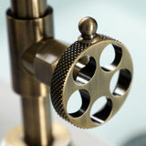 Webb Two-Handle 4-Hole Deck Mount Knurled Handle Bridge Kitchen Faucet with Brass Sprayer