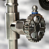 Fuller Two-Handle 4-Hole Deck Mount Industrial Style Bridge Kitchen Faucet with Brass Side Sprayer