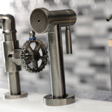 Fuller Two-Handle 4-Hole Deck Mount Industrial Style Bridge Kitchen Faucet with Brass Side Sprayer