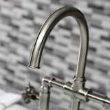 Fuller Two-Handle 4-Hole Deck Mount Industrial Style Bridge Kitchen Faucet with Brass Side Sprayer