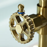 Fuller Two-Handle 4-Hole Deck Mount Industrial Style Bridge Kitchen Faucet with Brass Side Sprayer