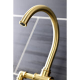 Whitaker Two-Handle 4-Hole Deck Mount Industrial Style Bridge Kitchen Faucet with Brass Side Sprayer