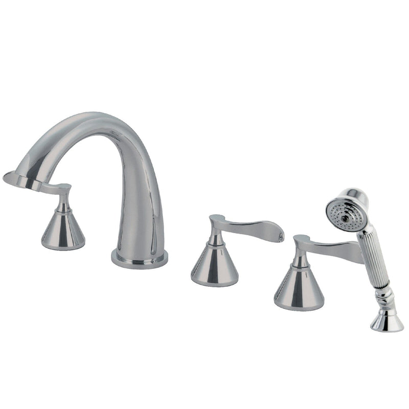 Century Three-Handle 5-Hole Deck Mount Roman Tub Faucet with Hand Shower