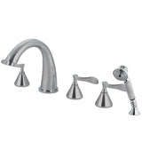Century Three-Handle 5-Hole Deck Mount Roman Tub Faucet with Hand Shower